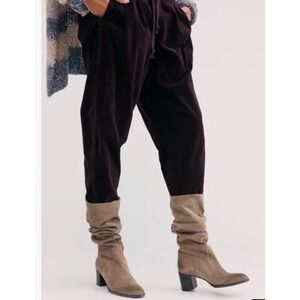 Free People Cleo Slouch Boots Suede Taupe Tan 38